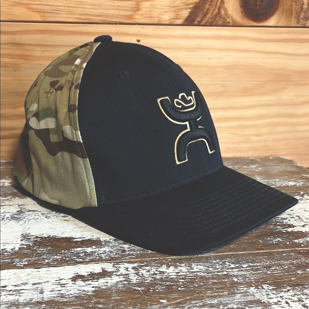 Hooey Black Front Camo Back Trucker Baseball Hat Cap